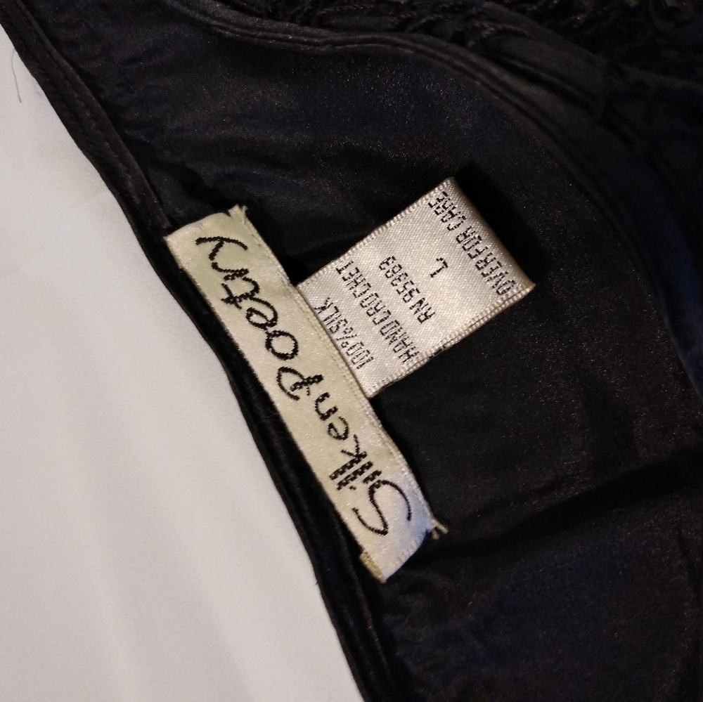 Vintage Black Crochet Silk Beaded Lace Skirt - Picture 7 of 8